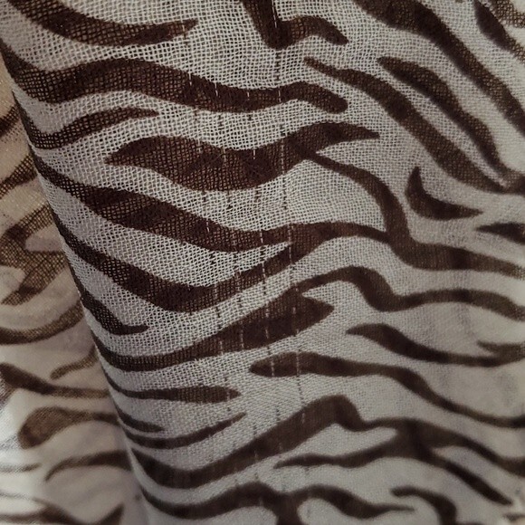 LOOK BY M SILK COTTON ANIMAL PRINT ZEBRA SCARF WRAP FRINGE BROWN CREAM - Picture 11 of 11